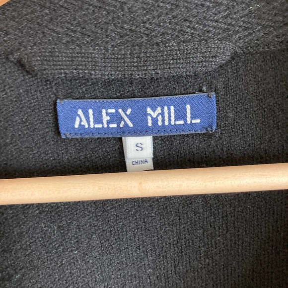 Alex Mill Small Black 100% Merino Wool Collared Cardigan - Picture 6 of 7